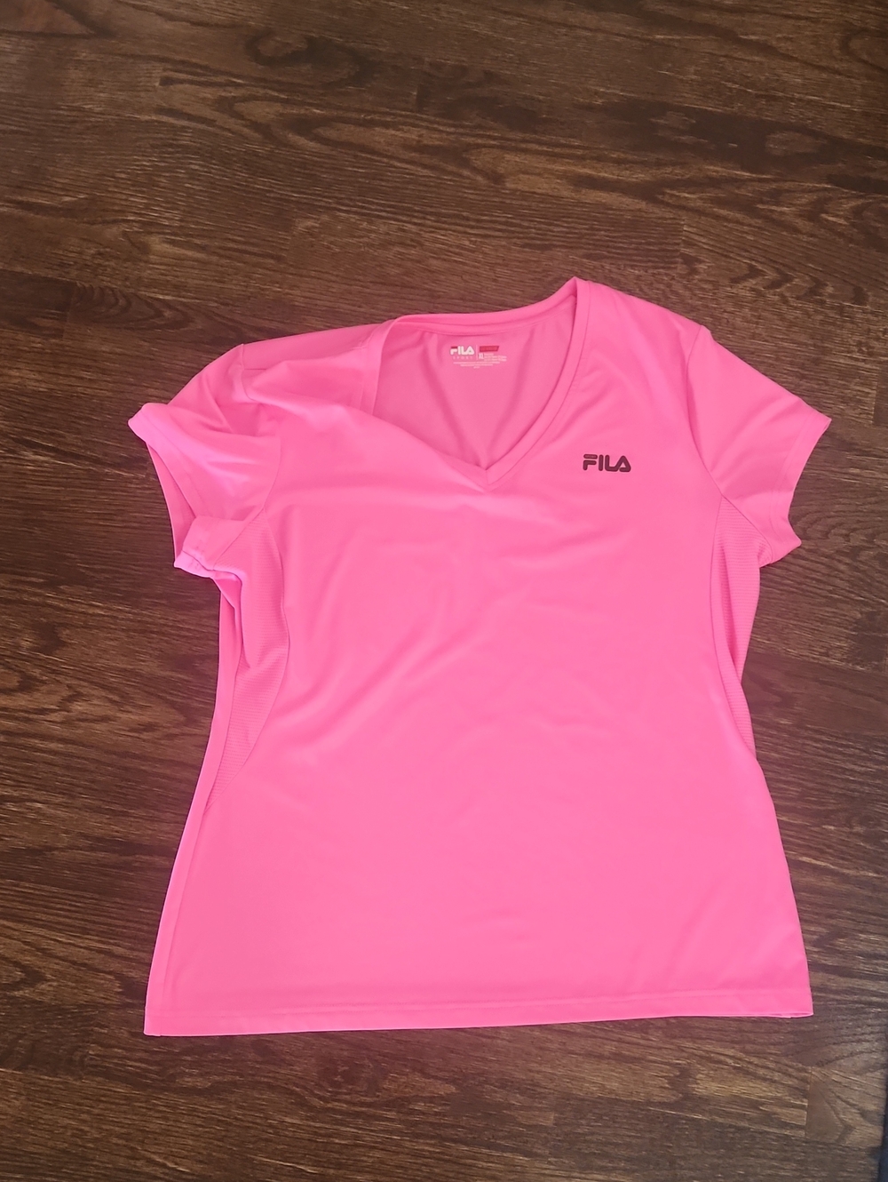 FILA Women's Bright Pink V-Neck Performance Tee